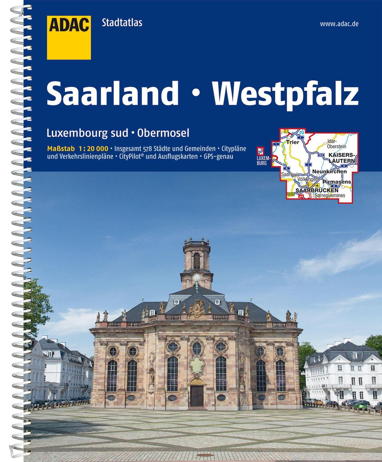 Cover: 9783826413650 | ADAC Stadtatlas Saarland, Westpfalz 1:20 000 mit Luxemburg Sud,...