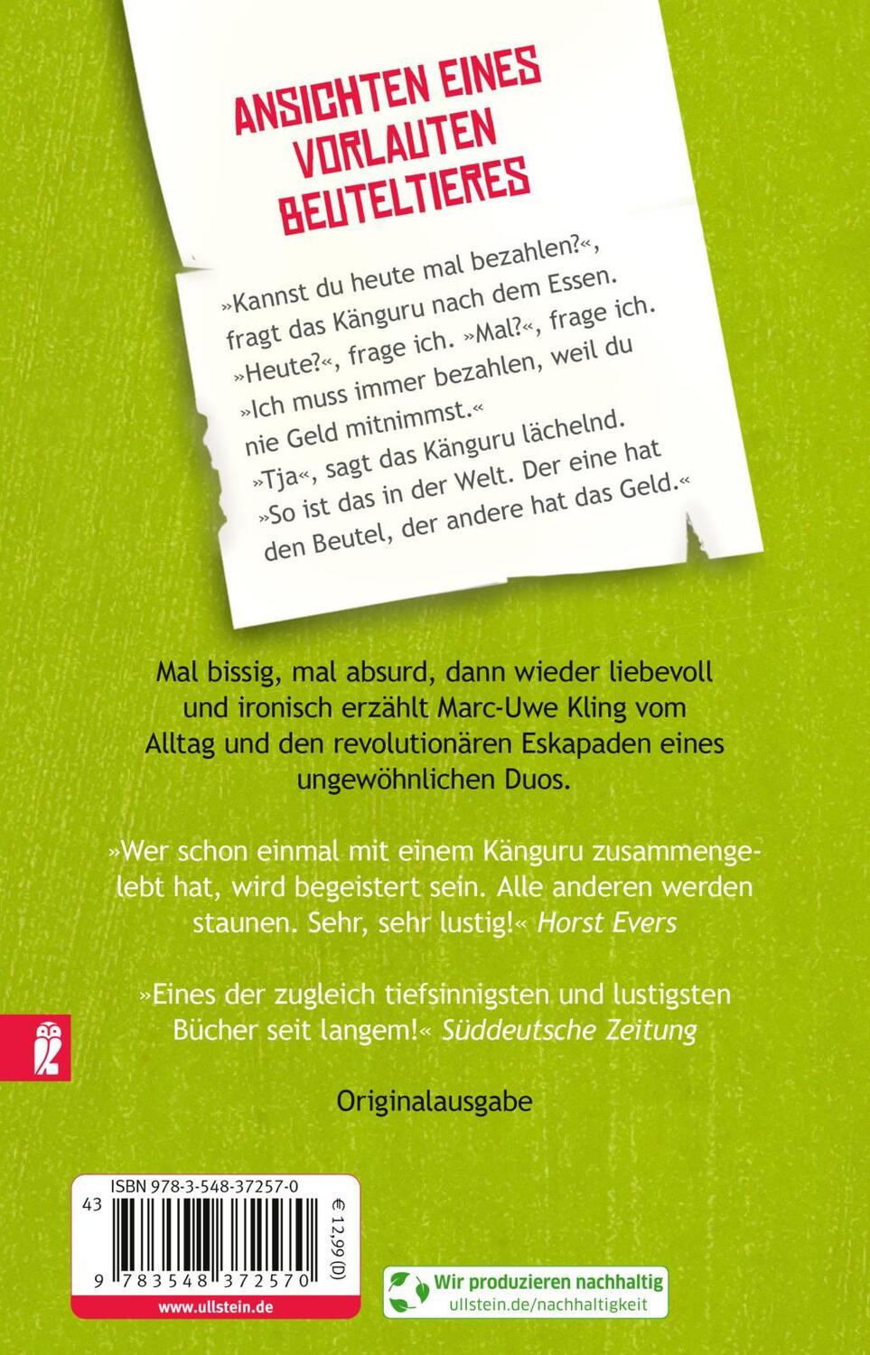 Rückseite: 9783548372570 | Die Känguru Chroniken | Ansichten eines vorlauten Beuteltiers | Kling