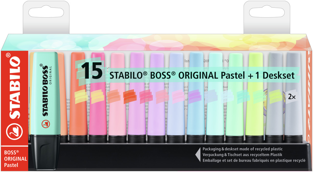 Cover: 4006381567411 | Textmarker - STABILO BOSS ORIGINAL Pastel - 15er Tischset - mit 14...