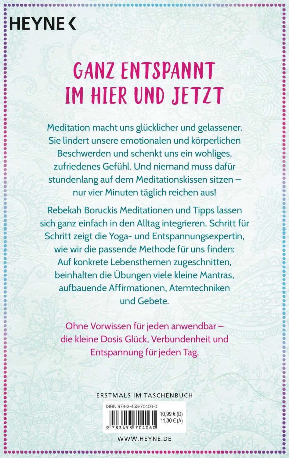 Bild: 9783453704060 | Nur vier Minuten | Kleine Meditationen, die dein Leben verändern