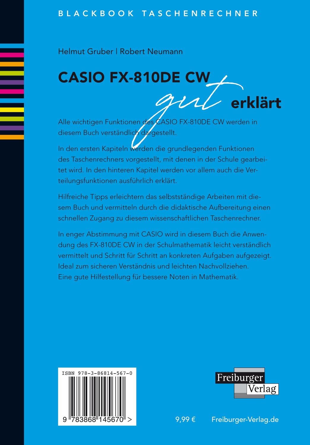 Rückseite: 9783868145670 | CASIO fx-810DE CW gut erklärt | Helmut Gruber (u. a.) | Taschenbuch