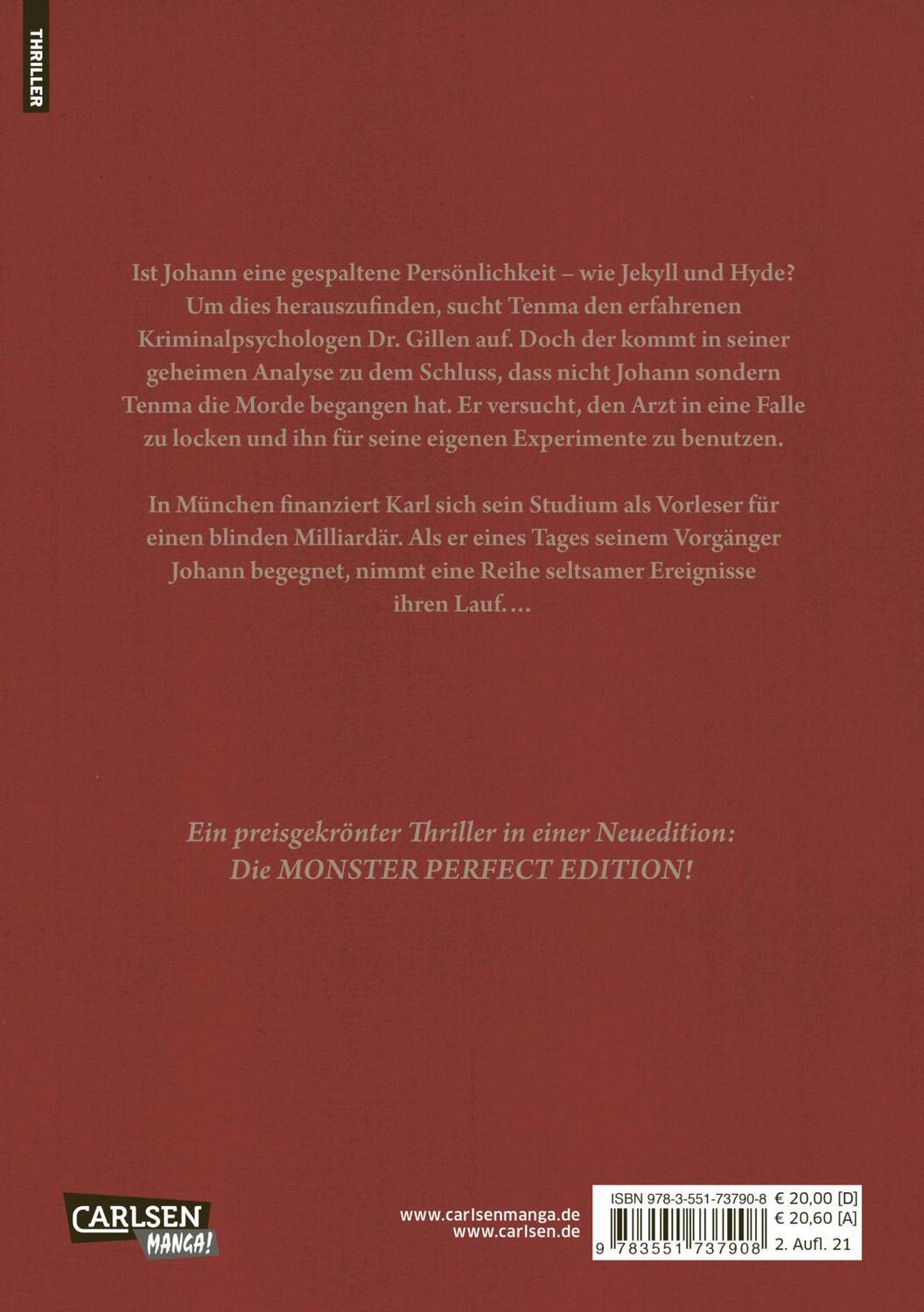 Rückseite: 9783551737908 | Monster Perfect Edition 3 | Naoki Urasawa | Taschenbuch | Deutsch