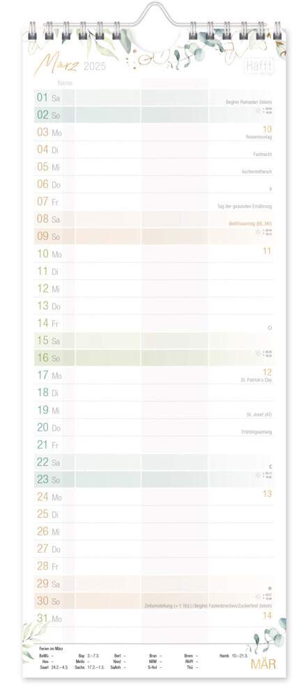 Bild: 4029357087126 | Planer für Zwei kompakt 2025 Wand-Kalender [Blattgold] | Reiter | 2025