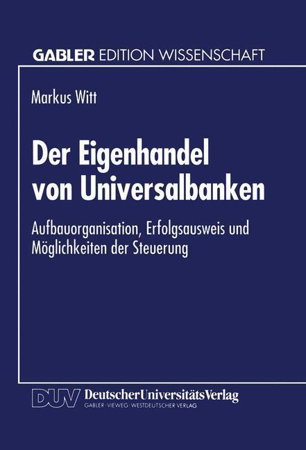 Cover: 9783824460335 | Der Eigenhandel von Universalbanken | Taschenbuch | Paperback | 1994