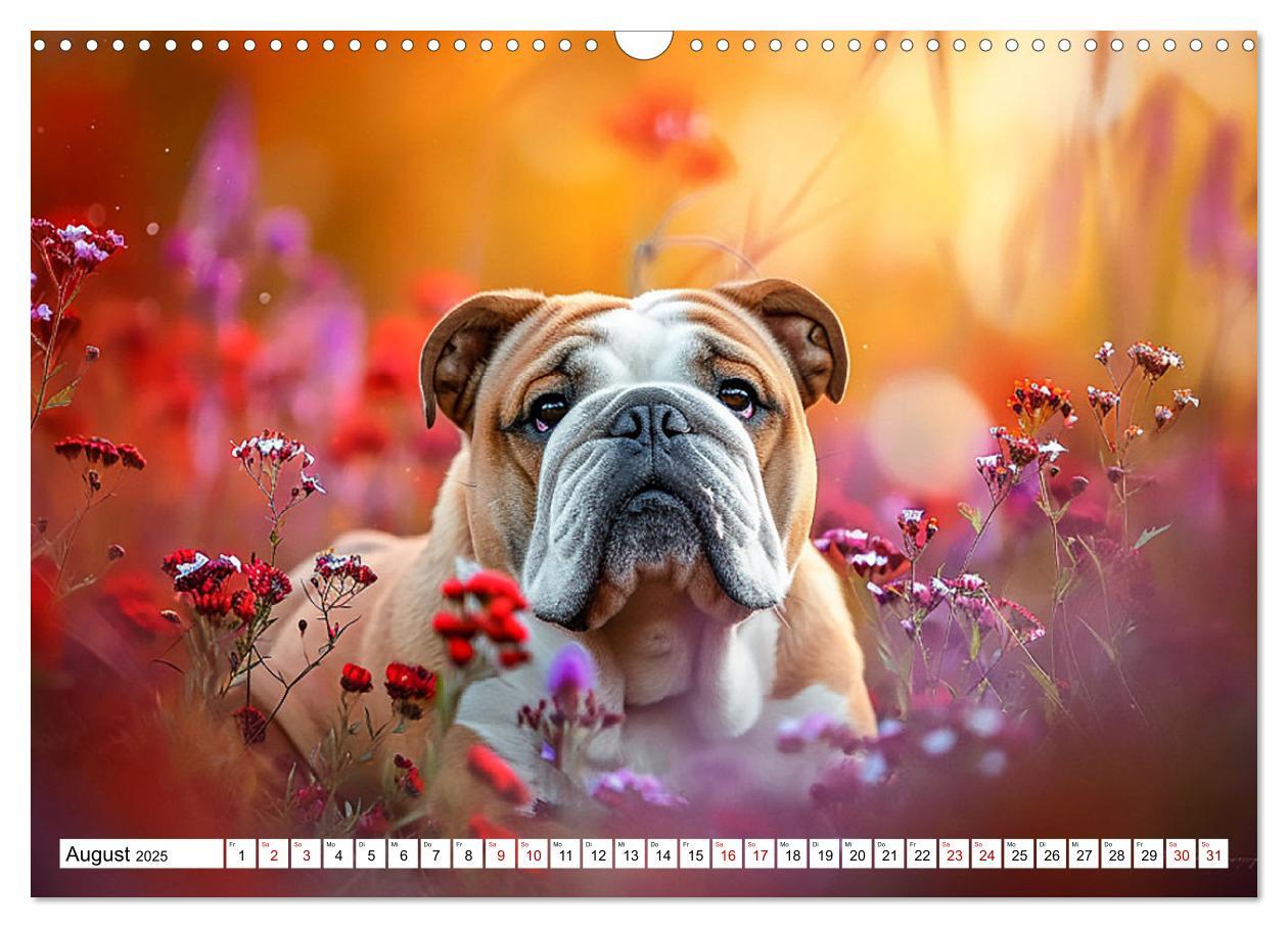 Bild: 9783383808067 | Englische Bulldoggen im Blütenmeer (Wandkalender 2025 DIN A3 quer),...