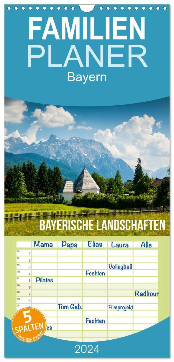 Cover: 9783383088247 | Familienplaner 2024 - Bayerische Landschaften mit 5 Spalten...