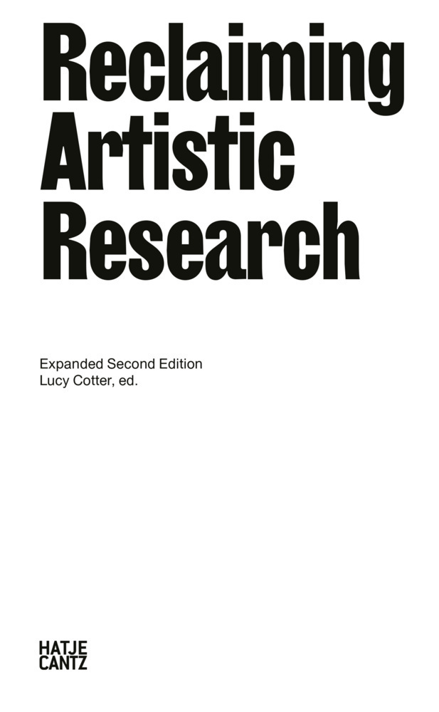 Cover: 9783775756402 | Reclaiming Artistic Research | Expanded Second Edition | Lucy Cotter