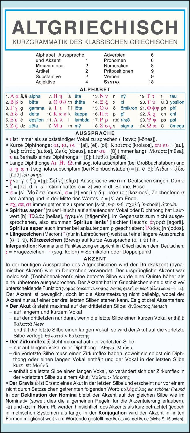 Cover: 9783804488878 | Altgriechisch - Kurzgrammatik des klassischen Griechischen. Die...