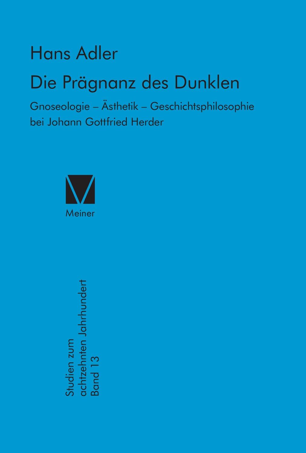 Cover: 9783787309610 | Die Prägnanz des Dunklen | Hans Adler | Buch | 200 S. | Deutsch | 1990