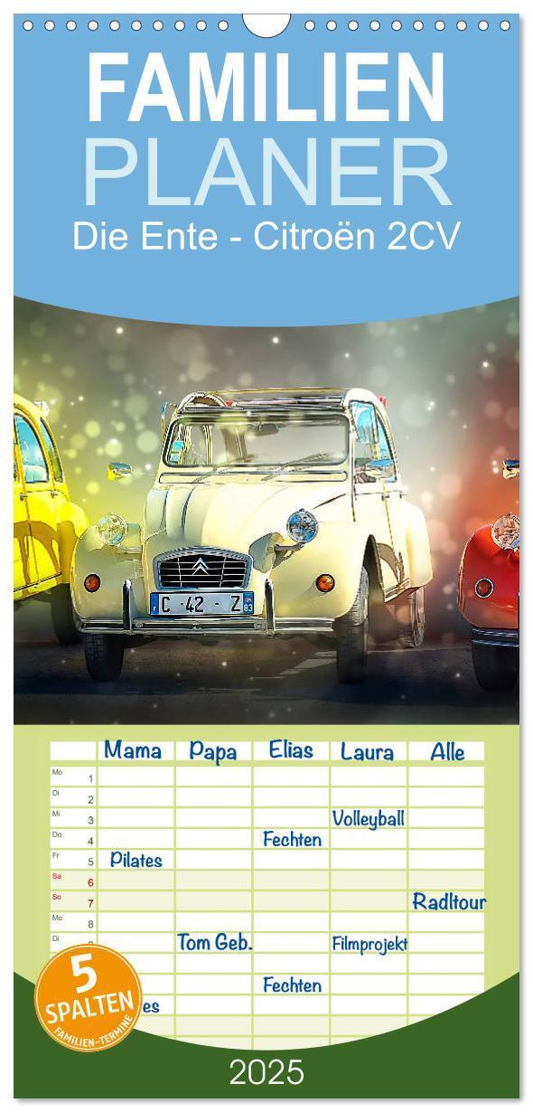 Cover: 9783457125915 | Familienplaner 2025 - Die Ente - Citroën 2CV mit 5 Spalten...