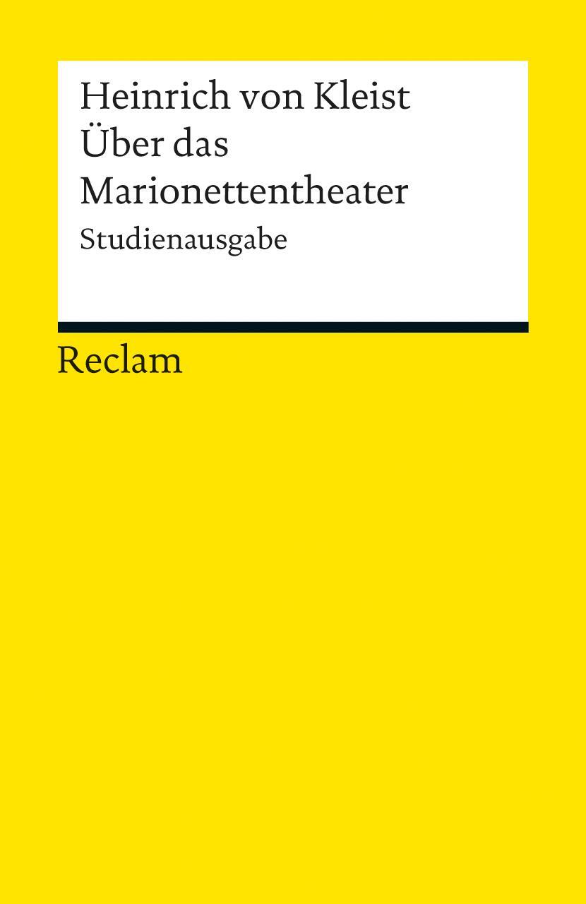 Cover: 9783150190142 | Über das Marionettentheater | Studienausgabe | Heinrich von Kleist