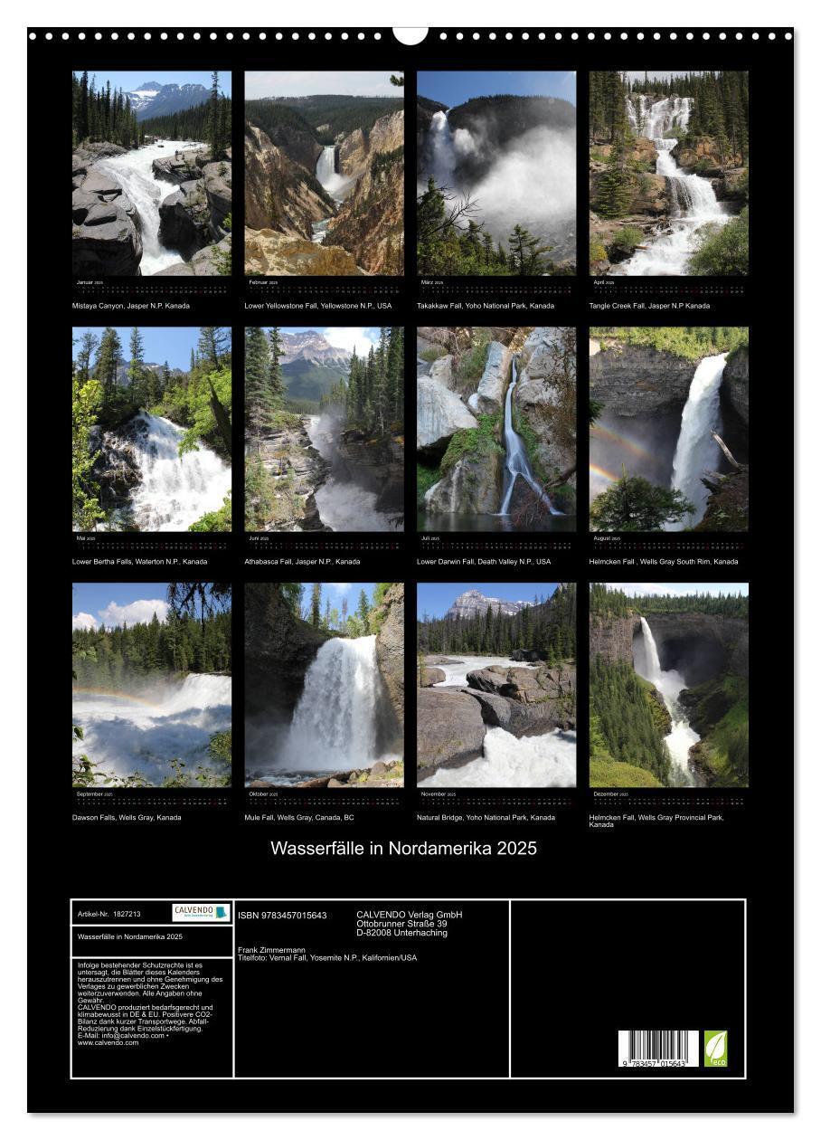 Bild: 9783457015643 | Wasserfälle in Nordamerika 2025 (Wandkalender 2025 DIN A2 hoch),...