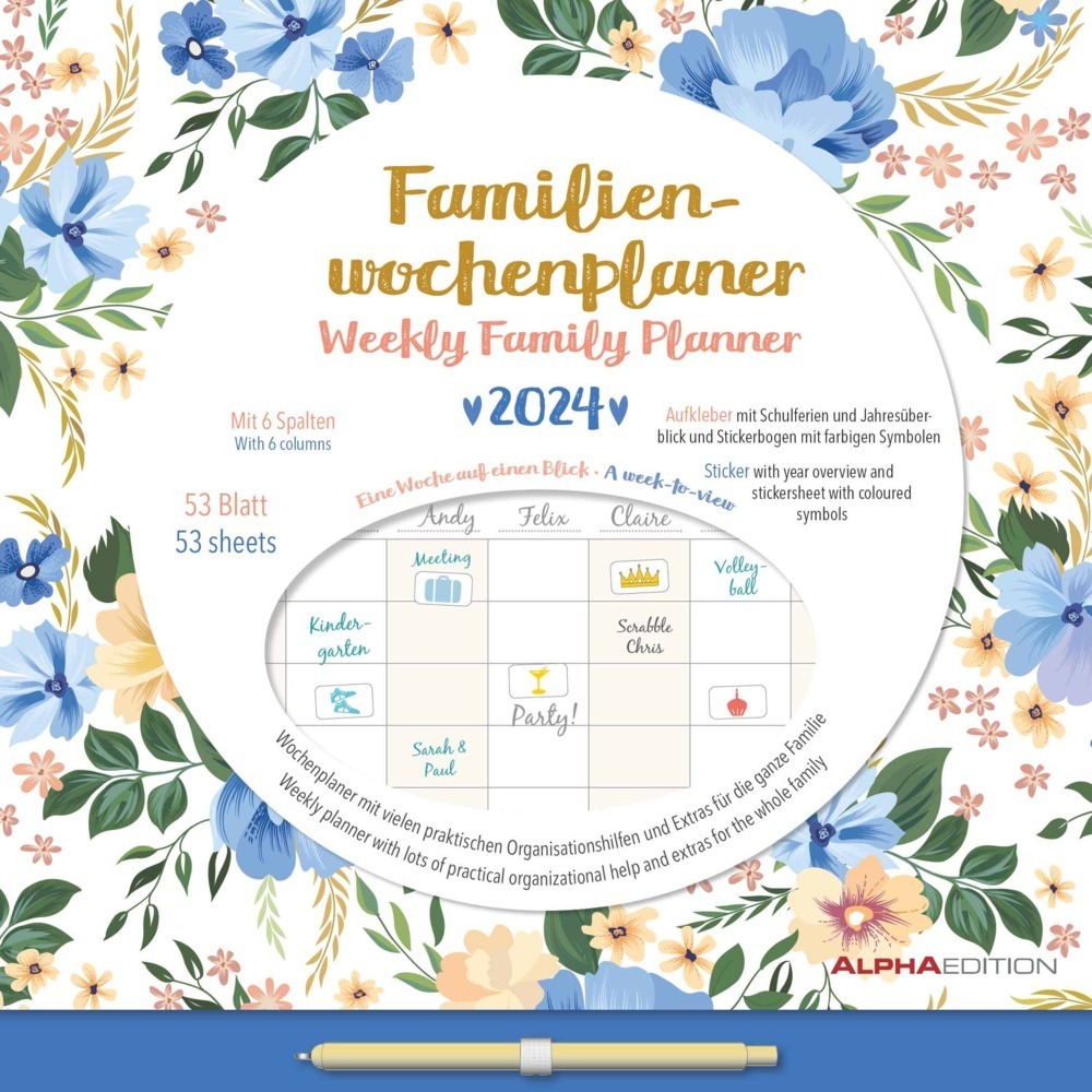 Cover: 4251732338299 | Familien Wochenkalender Flowers 2024 - Familien-Timer -...