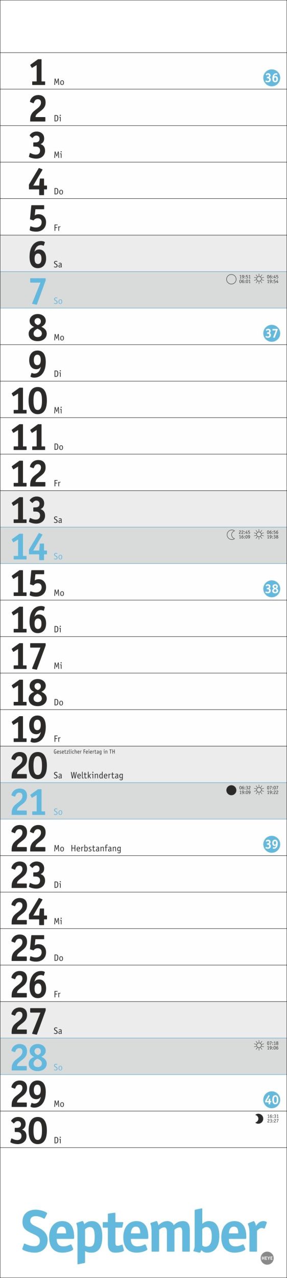 Bild: 9783756408429 | Langplaner, hellblau 2025 | Kalender | Bürokalender Heye | 13 S.