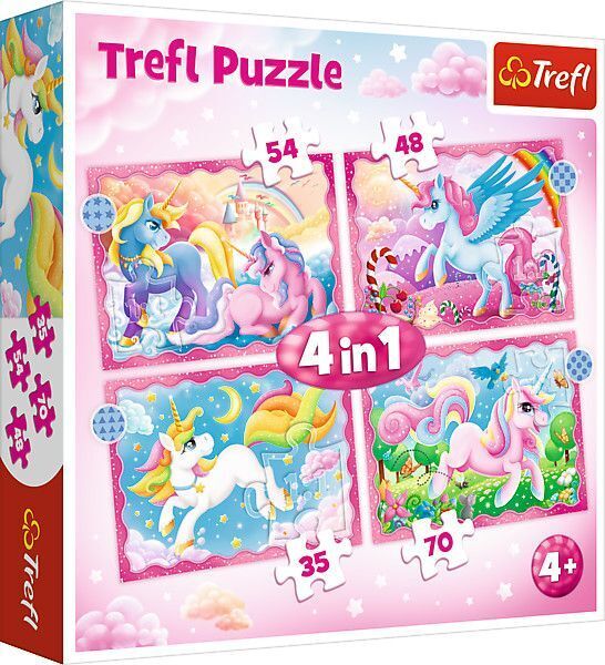 Cover: 5900511343892 | 4 in 1 Puzzle - Einhörner | Spiel | In Kartonage | 34389 | 2024