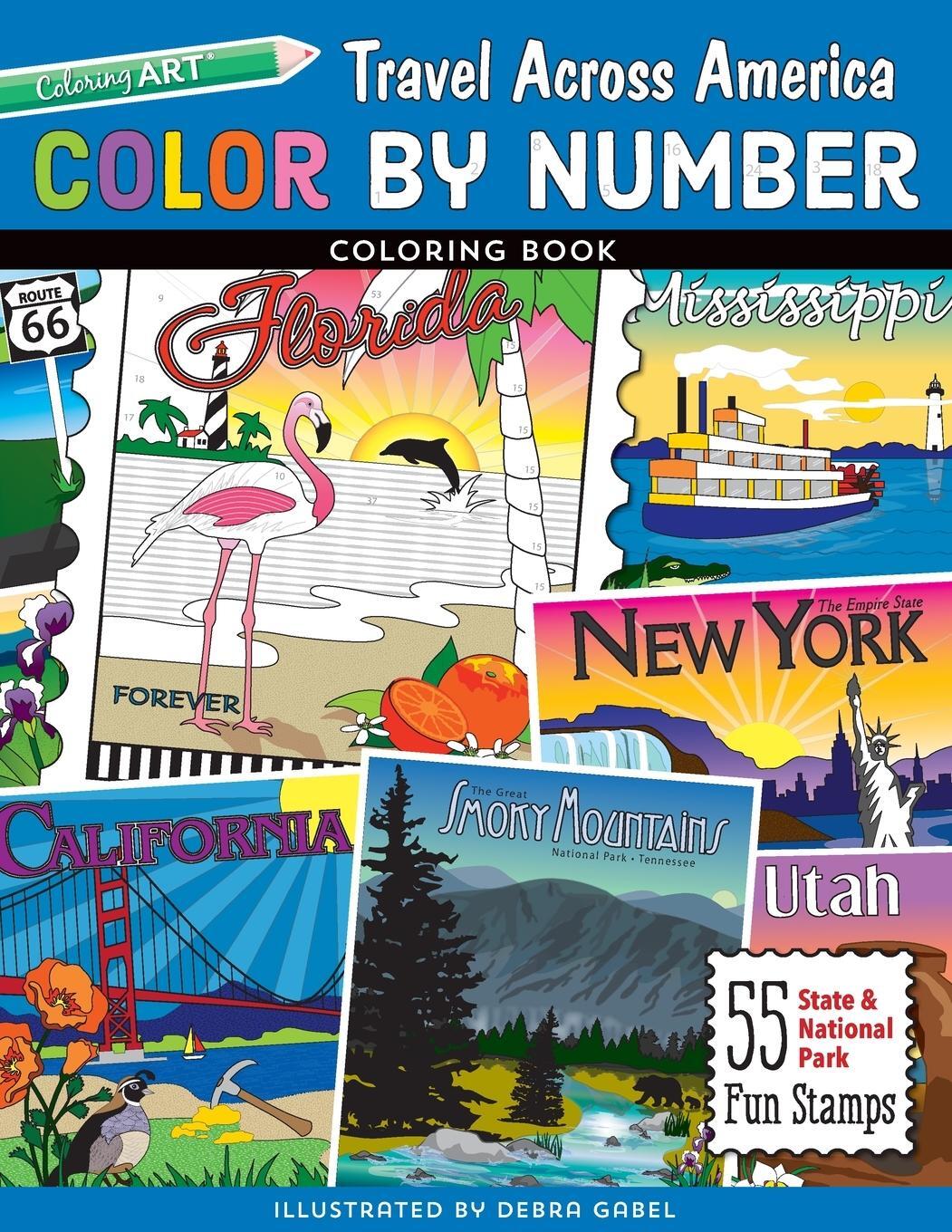 Cover: 9781617455858 | Color by Number Travel Across America Coloring Book -...