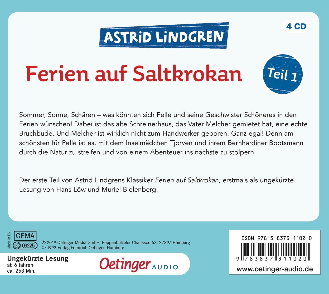 Rückseite: 9783837311020 | Ferien auf Saltkrokan Teil 1 (4 CD) | Astrid Lindgren | Audio-CD