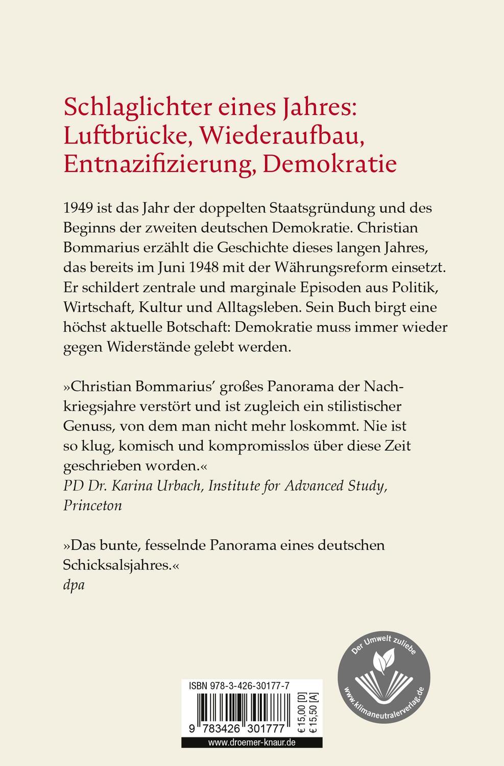 Rückseite: 9783426301777 | 1949 | Christian Bommarius | Taschenbuch | Paperback | 320 S. | 2023