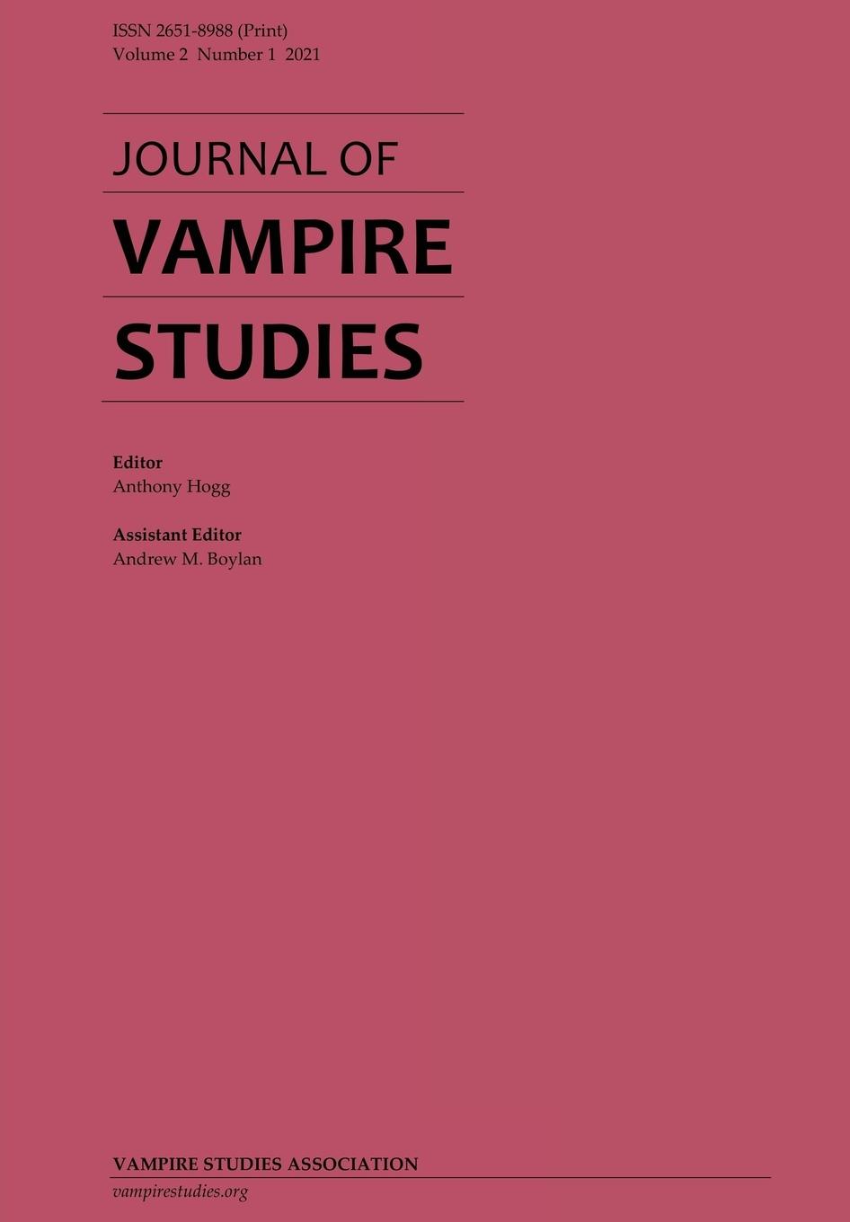 Cover: 9780645203417 | Journal of Vampire Studies | Vol. 2, No. 1 (2021) | Anthony Hogg