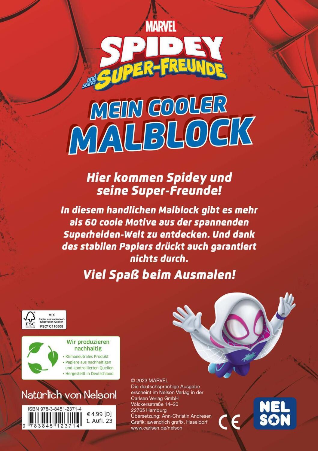 Rückseite: 9783845123714 | MARVEL Spidey und seine Superfreunde: Mein cooler Malblock | Malblock