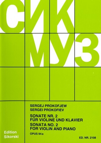 Cover: 9790003016863 | Violin Sonata No.2 Op.94a | Sergei Prokofiev | Buch | Sikorski Edition