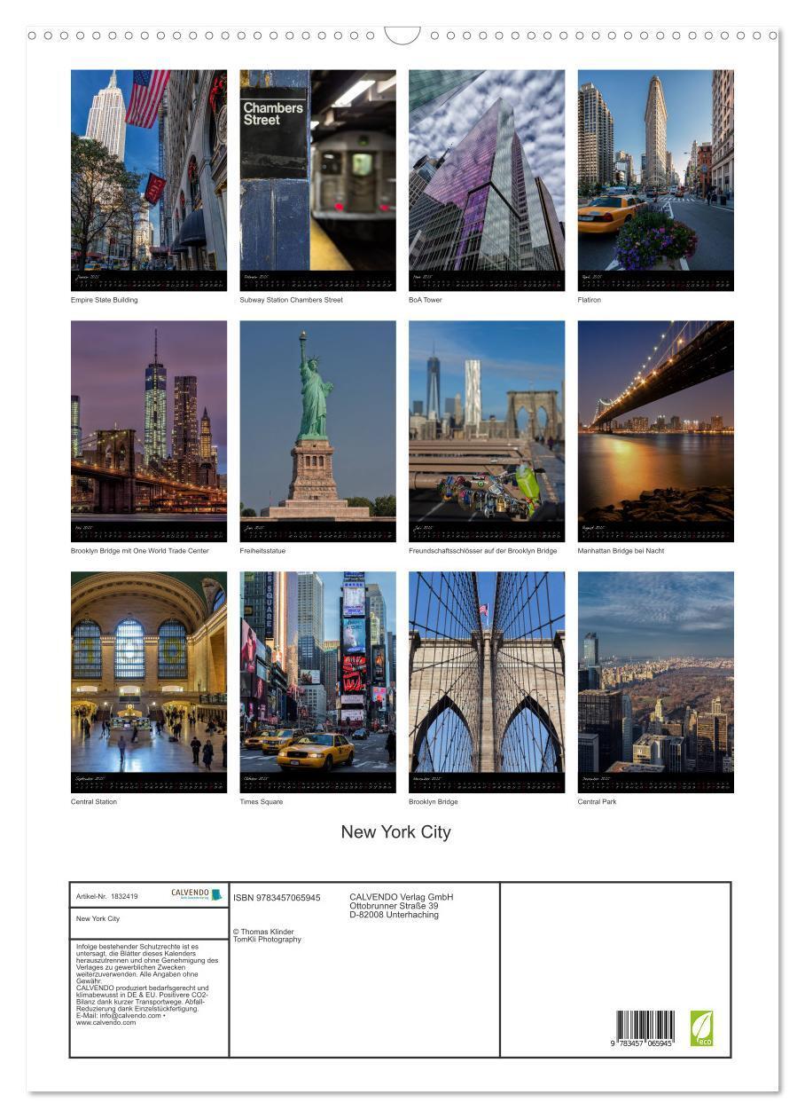 Bild: 9783457065945 | New York City (Wandkalender 2025 DIN A2 hoch), CALVENDO Monatskalender