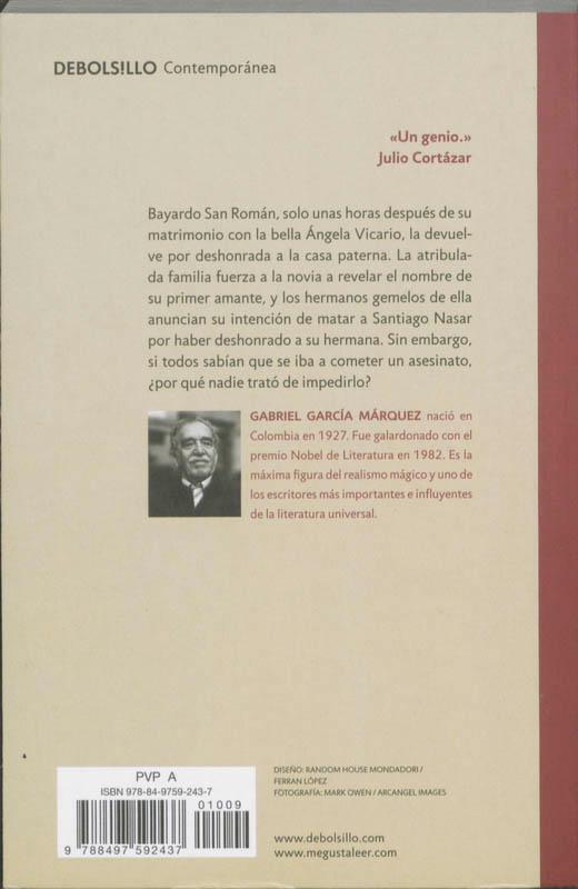 Rückseite: 9788497592437 | Cronica de una muerte anunciada | Gabriel Garcia Marquez | Taschenbuch