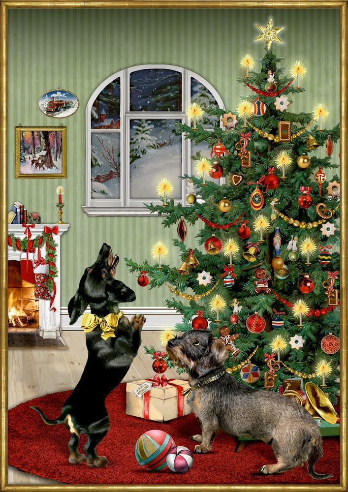 Cover: 4050003723297 | A3-Wandkalender - Dackel im Weihnachtszimmer | Kalender | 1 S.