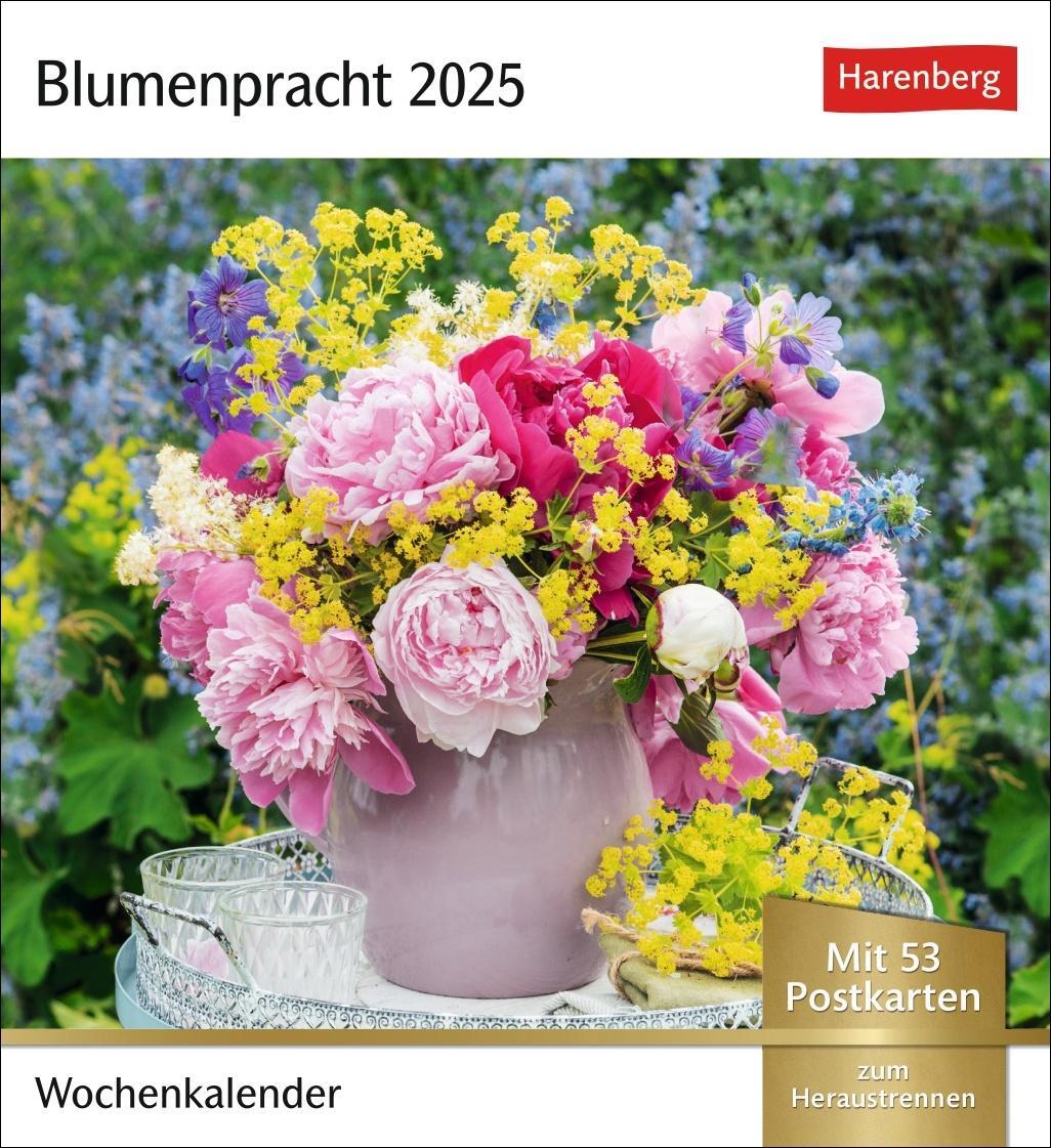 Cover: 9783840034541 | Blumenpracht Postkartenkalender 2025 - Wochenkalender mit 53...