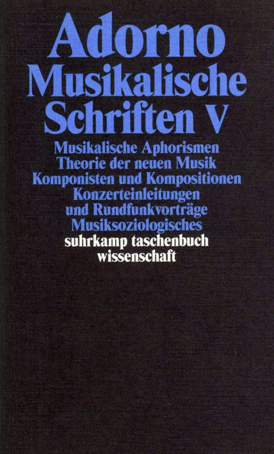Cover: 9783518293188 | Musikalische Schriften 5 | Theodor W. Adorno | Taschenbuch | Deutsch