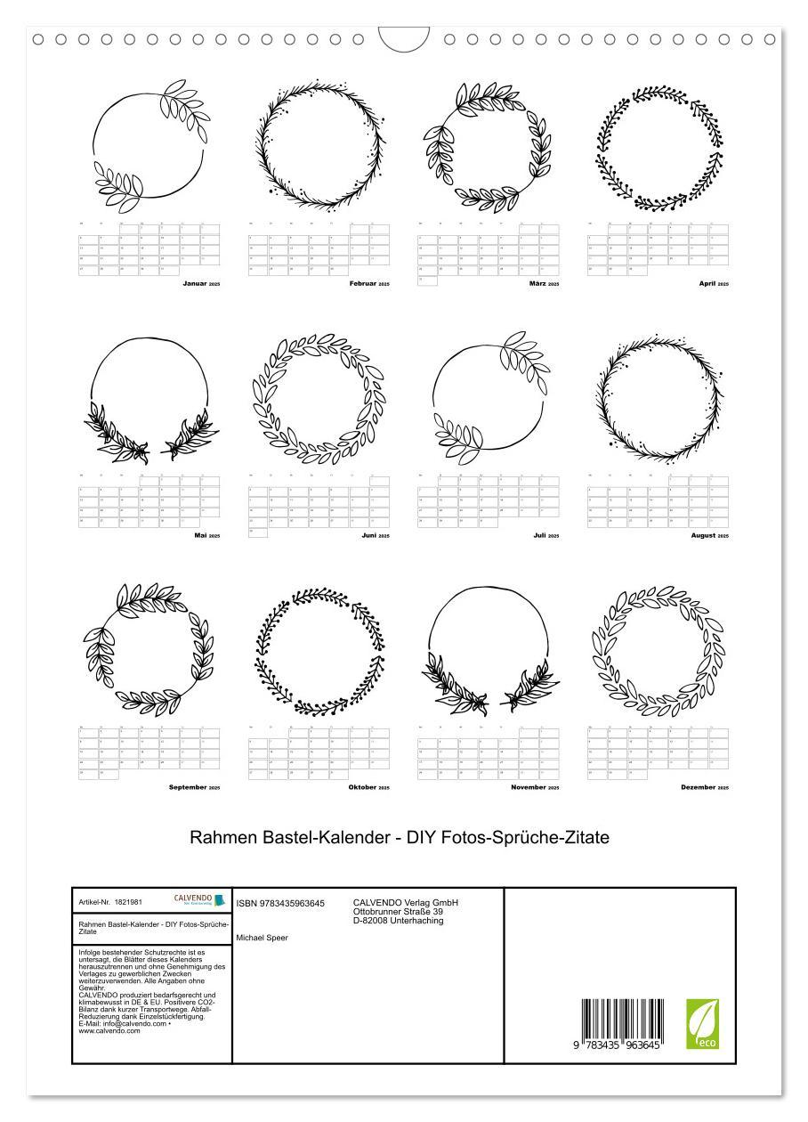 Bild: 9783435963645 | Rahmen Bastel-Kalender - DIY Fotos-Sprüche-Zitate (Wandkalender...