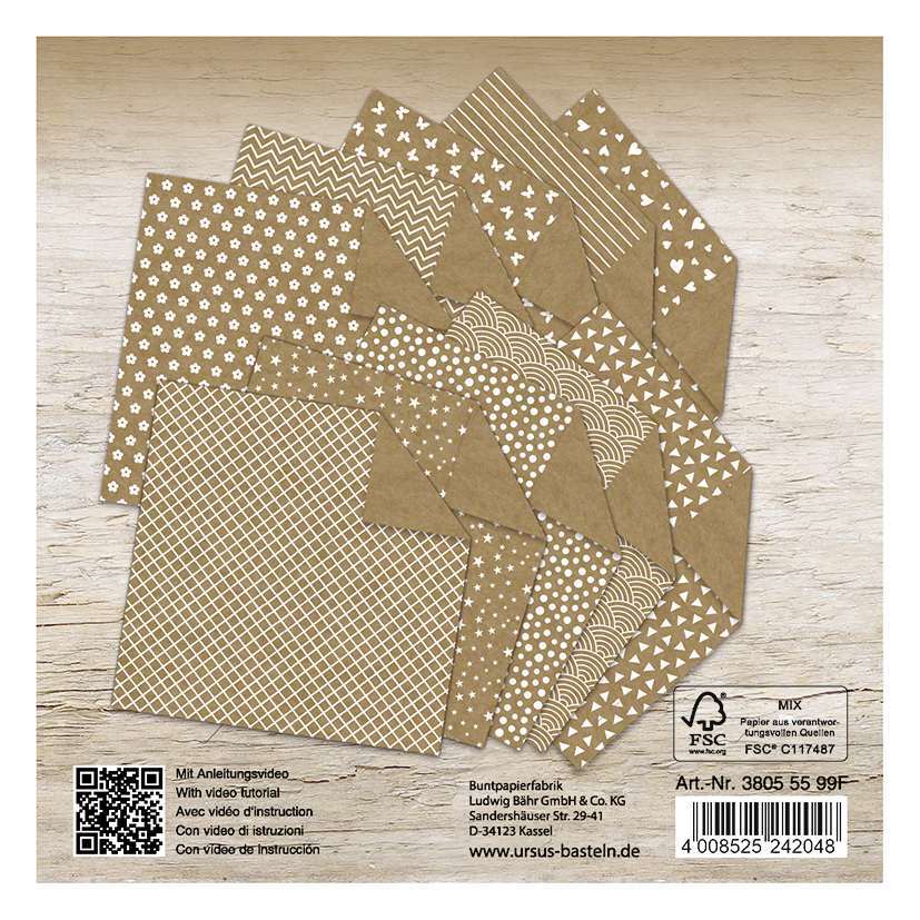 Cover: 4008525242048 | URSUS Falten Kraftpapier-Faltblätter Design Mix, 80 g/m², 15 x 15...