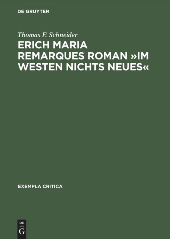 Cover: 9783484298019 | Erich Maria Remarques Roman 'Im Westen nichts Neues' | Schneider | XI