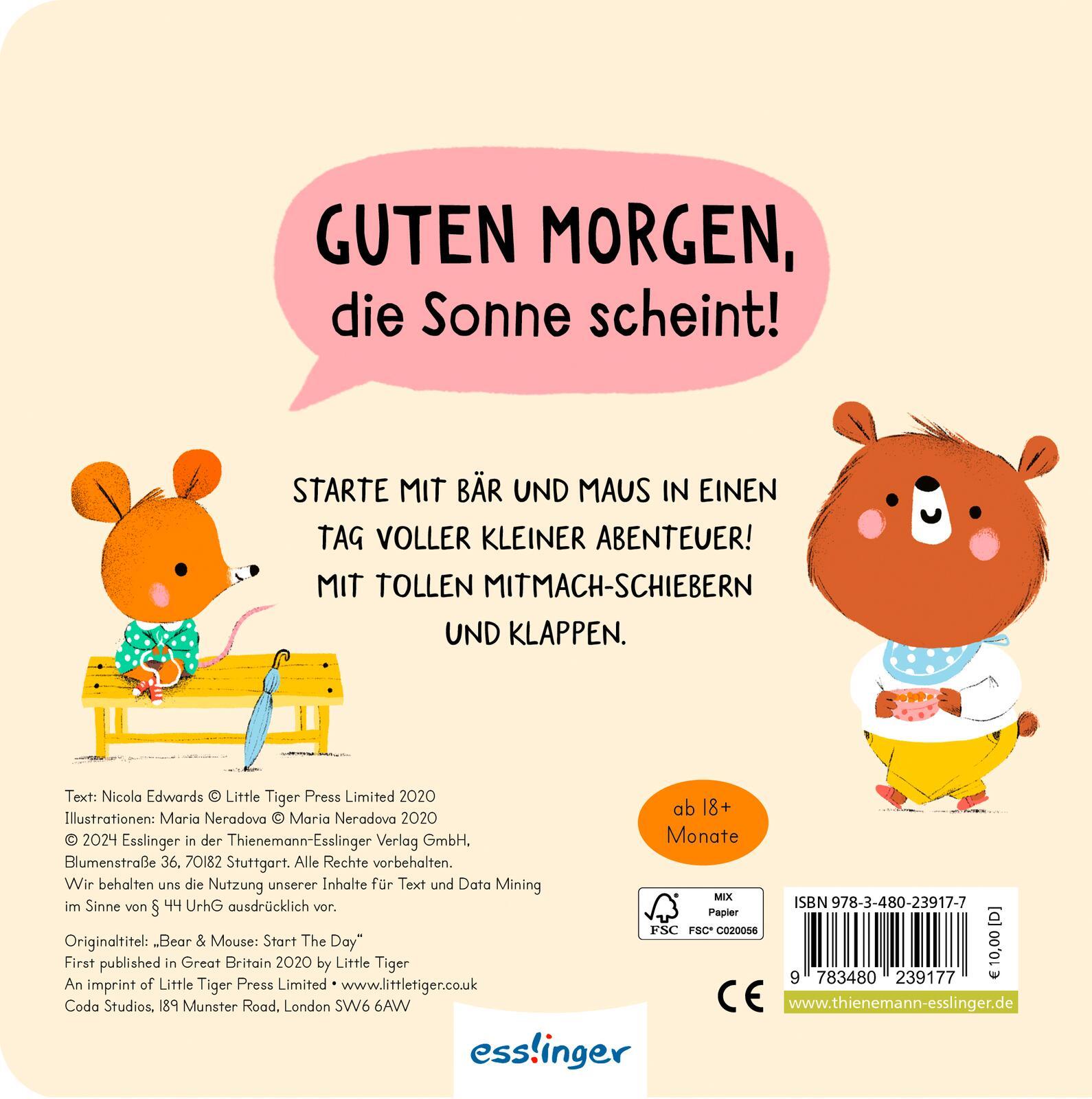 Rückseite: 9783480239177 | Bär &amp; Maus - Zusammen durch den Tag | Nicola Edwards | Buch | 14 S.