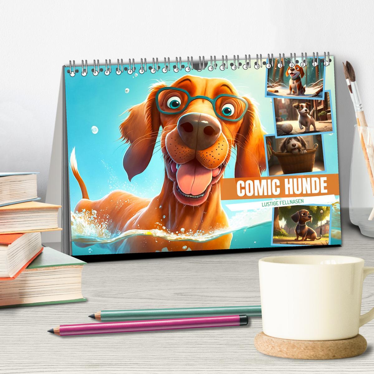 Bild: 9783383870705 | Comic Hunde (Tischkalender 2025 DIN A5 quer), CALVENDO Monatskalender