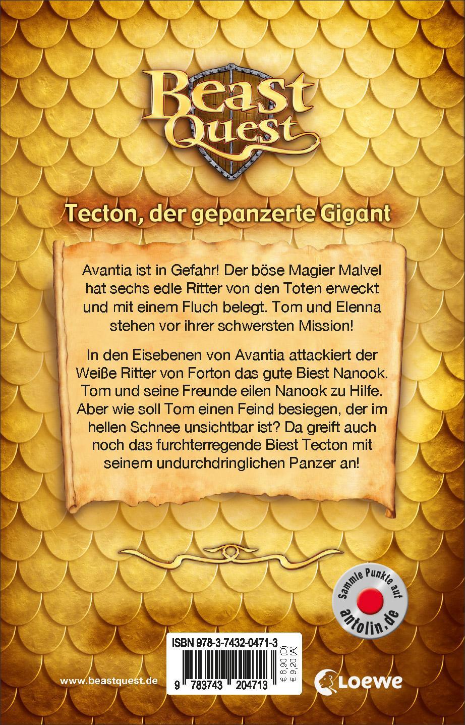 Rückseite: 9783743204713 | Beast Quest (Band 59) - Tecton, der gepanzerte Gigant | Adam Blade