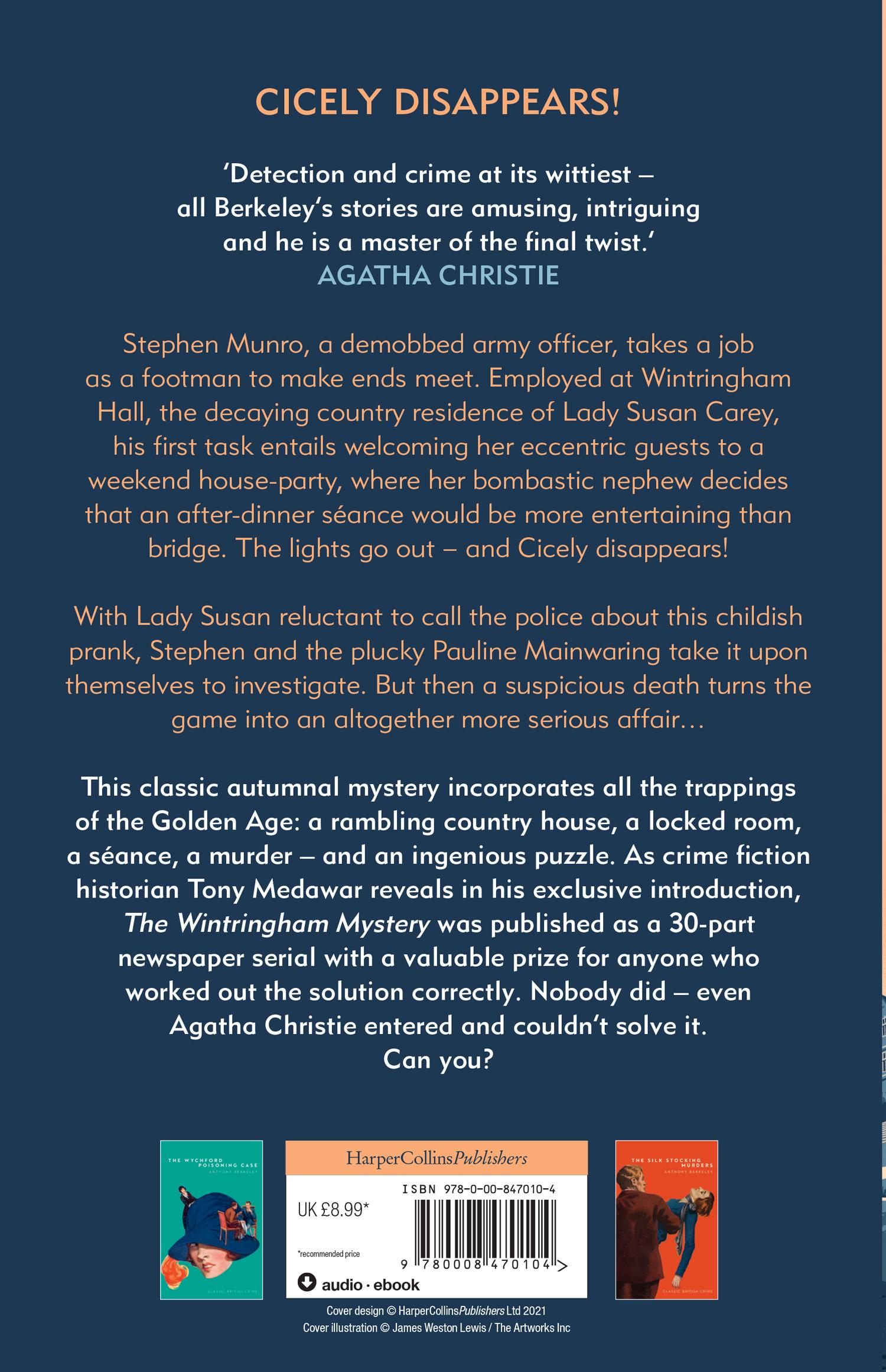 Rückseite: 9780008470104 | The Wintringham Mystery | Cicely Disappears | Anthony Berkeley | Buch