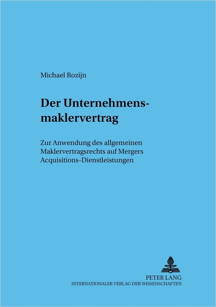 Cover: 9783631381175 | Der Unternehmensmaklervertrag | Michael Rozijn | Taschenbuch | Deutsch