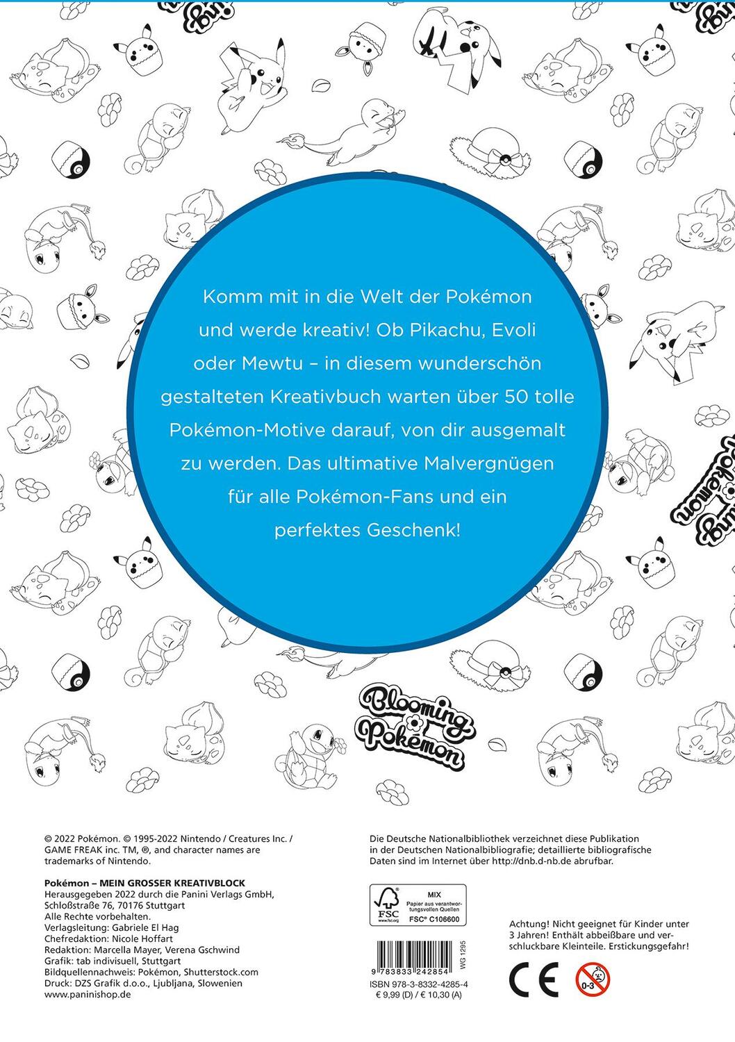 Rückseite: 9783833242854 | Pokémon: Mein großer Kreativblock | Malblock | Panini | Taschenbuch