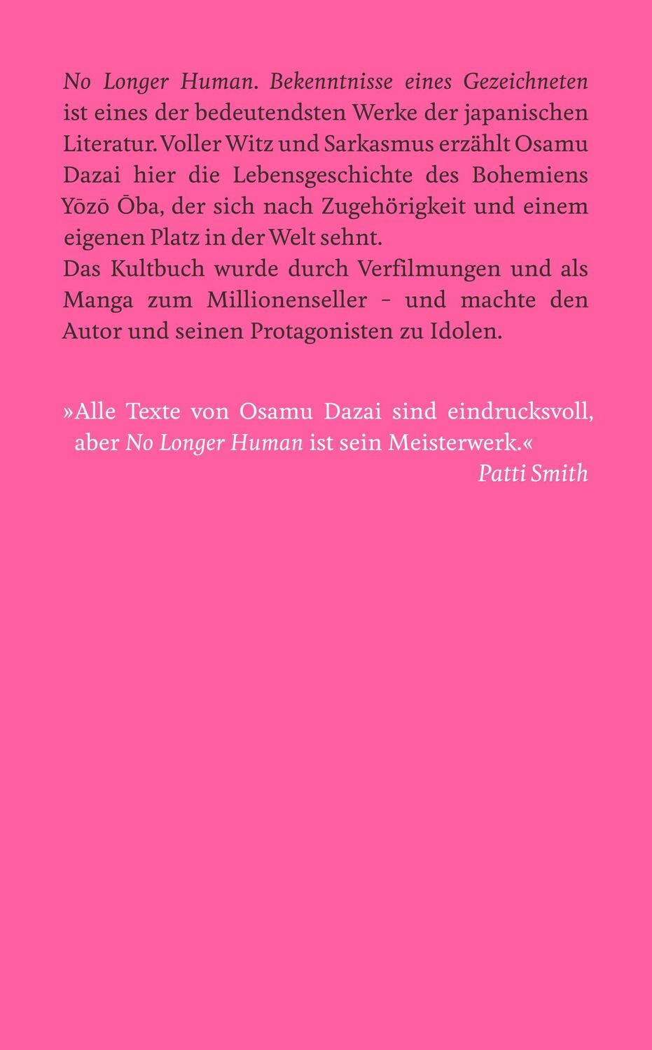 Rückseite: 9783518474525 | No Longer Human | Osamu Dazai | Taschenbuch | 150 S. | Deutsch | 2024