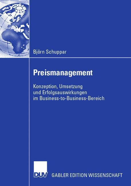 Cover: 9783835003743 | Preismanagement | Björn Schuppar | Taschenbuch | Paperback | xvi