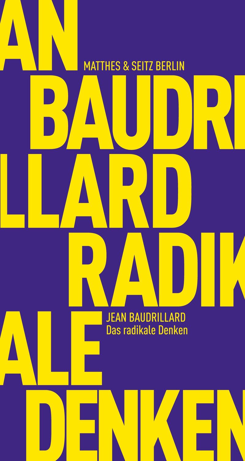 Cover: 9783882210422 | Das radikale Denken | Jean Baudrillard | Taschenbuch | 64 S. | Deutsch