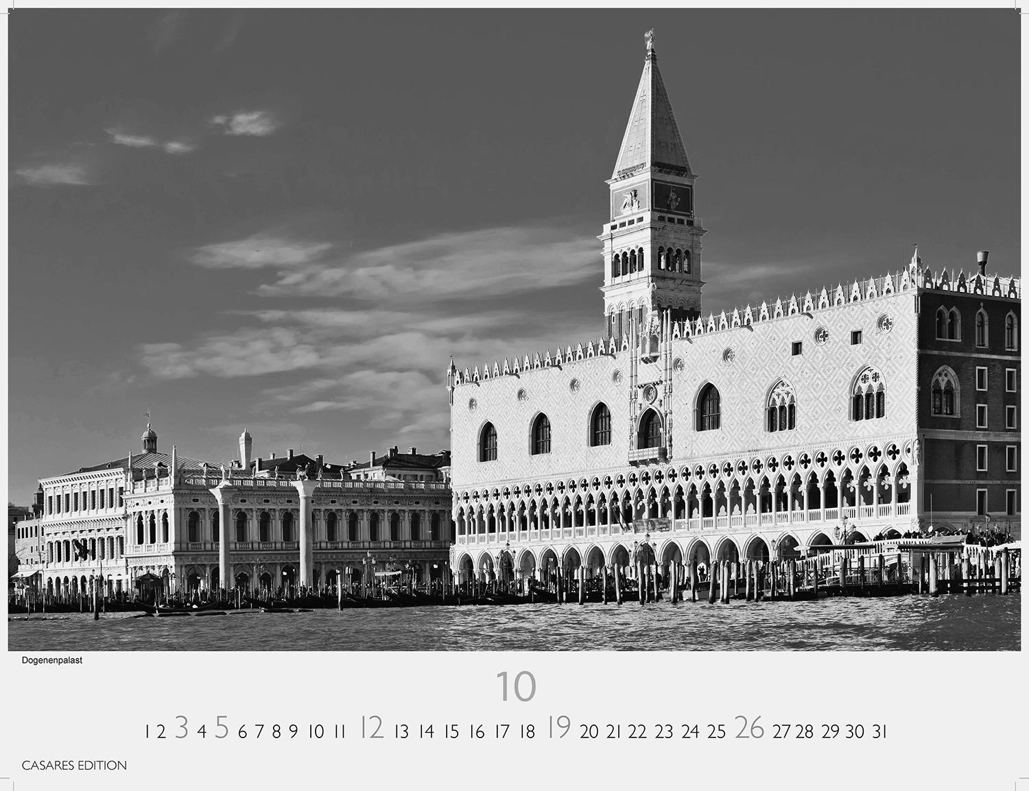 Bild: 9781835240182 | Venedig schw./weiss 2025 L 42x55 cm | Kalender | 14 S. | Deutsch