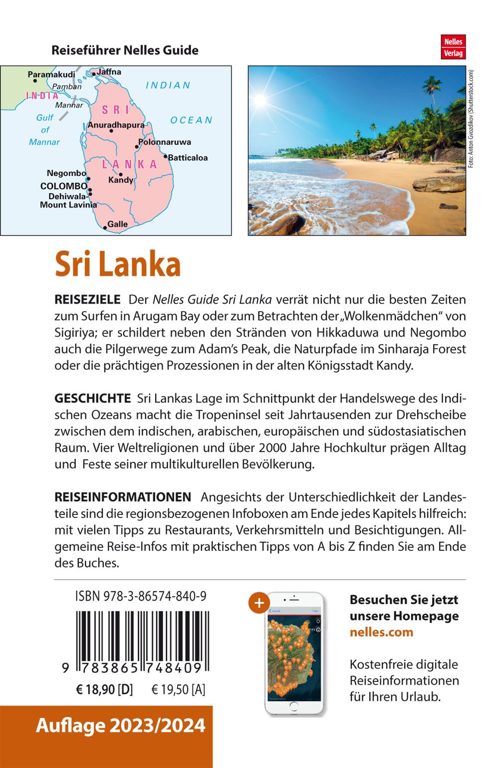 Rückseite: 9783865748409 | Nelles Guide Reiseführer Sri Lanka | Nelles Verlag | Taschenbuch