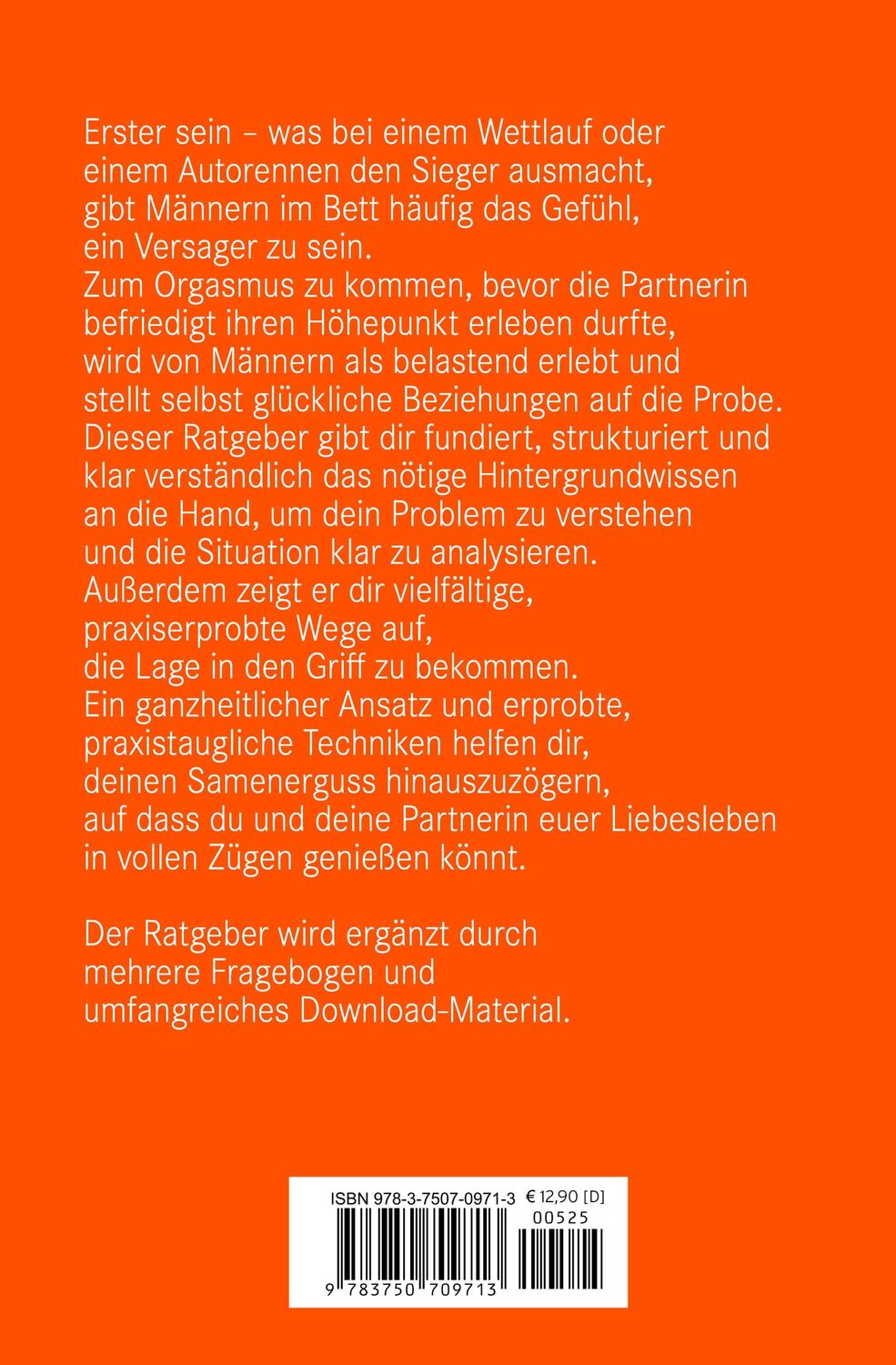 Rückseite: 9783750709713 | vorzeitiger Samenerguss Körper-Ratgeber | Nie mehr zu früh kommen ...