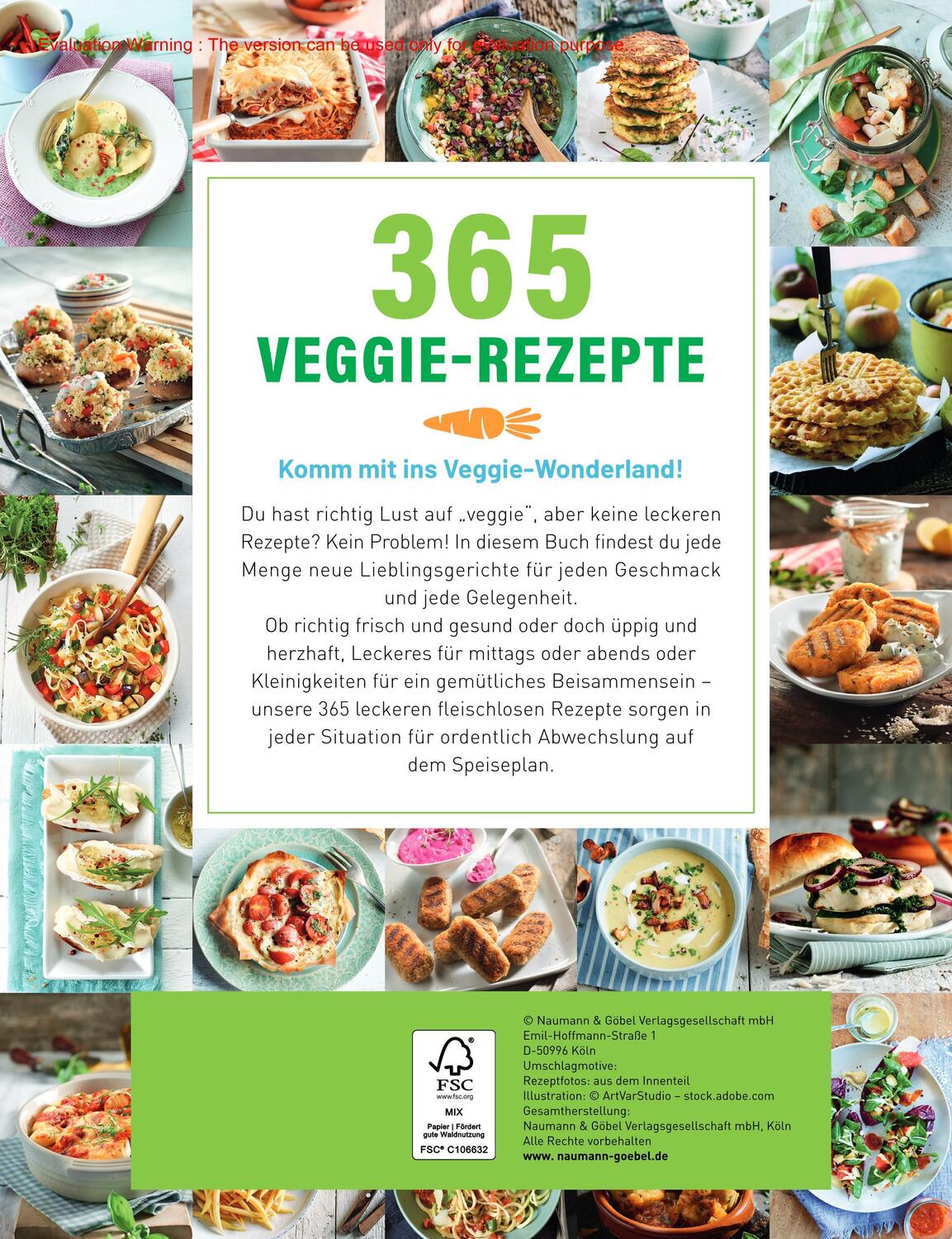 Rückseite: 9783625193258 | 365 Veggie-Rezepte | 365 vegetarische Rezepte rund um's Jahr | Buch