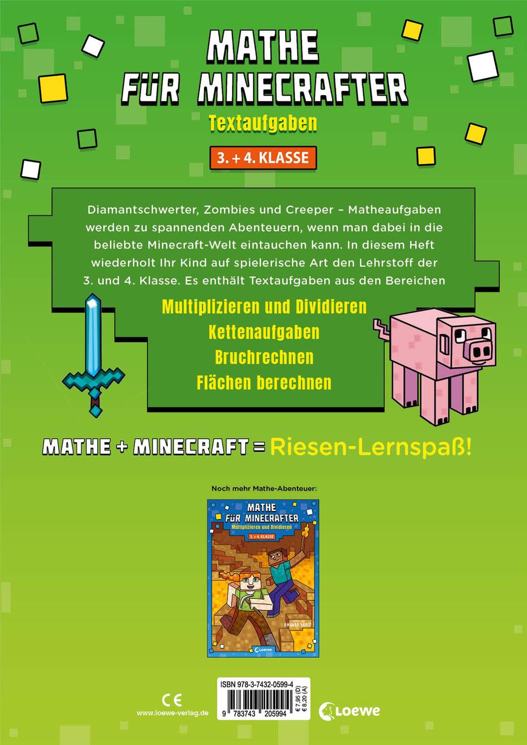 Rückseite: 9783743205994 | Mathe für Minecrafter - Textaufgaben 3. und 4. Klasse | Taschenbuch