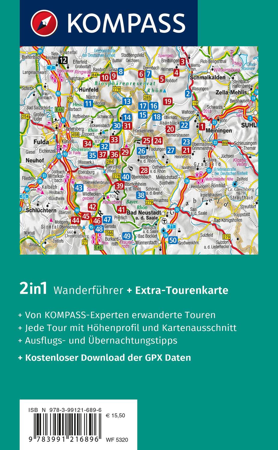 Rückseite: 9783991216896 | KOMPASS Wanderführer Rhön, 50 Touren | Kay Tschersich | Taschenbuch