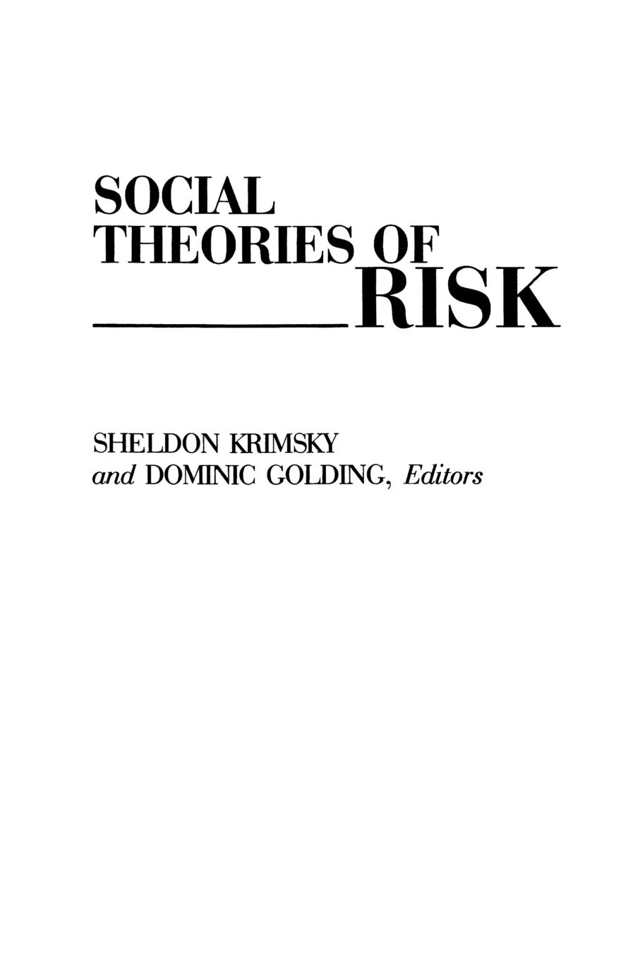 Cover: 9780275943172 | Social Theories of Risk | Sheldon Krimsky (u. a.) | Taschenbuch | 1992