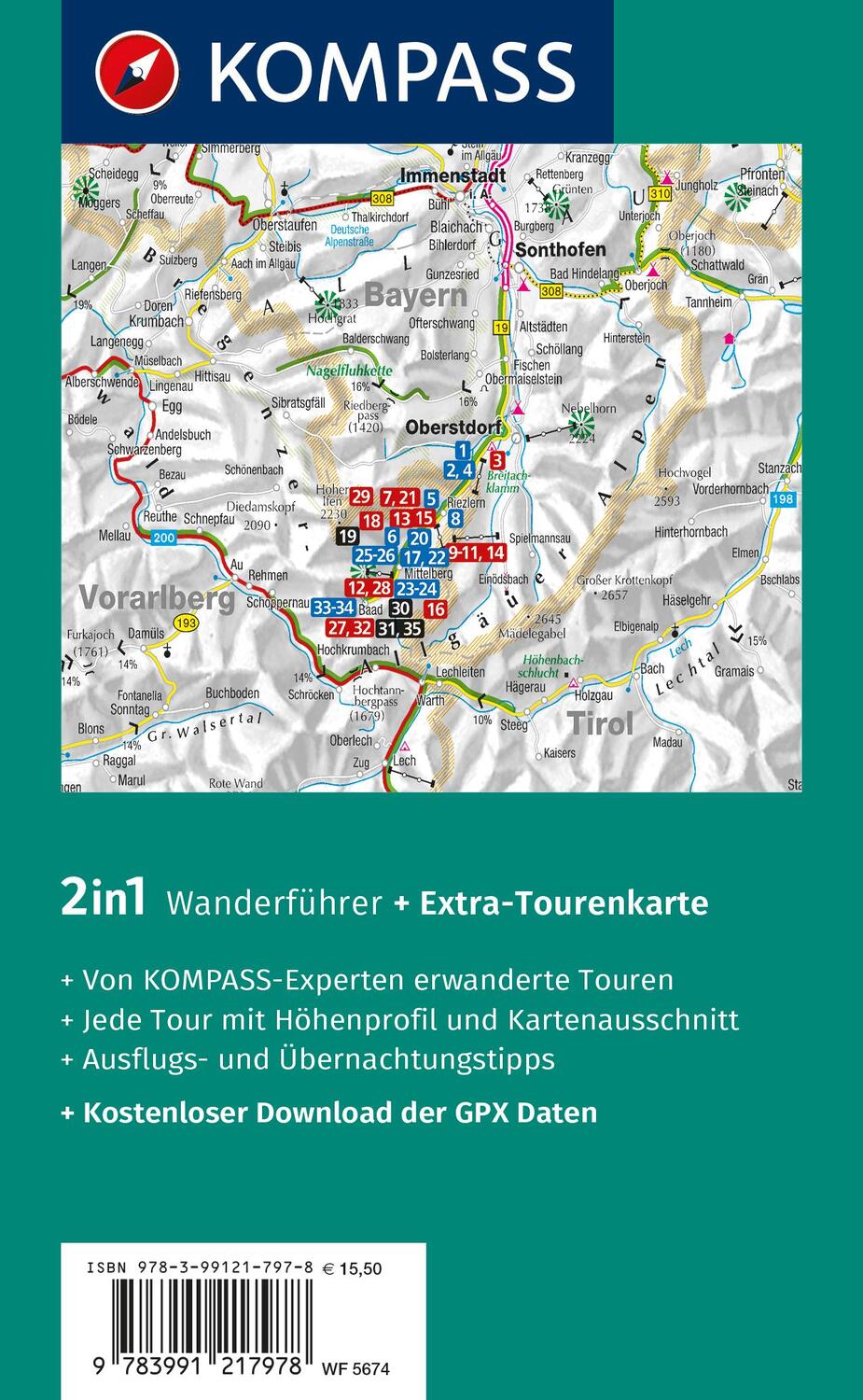 Rückseite: 9783991217978 | KOMPASS Wanderführer Kleinwalsertal, 35 Touren | Brigitte Schäfer